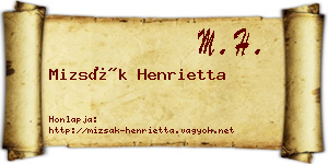 Mizsák Henrietta névjegykártya